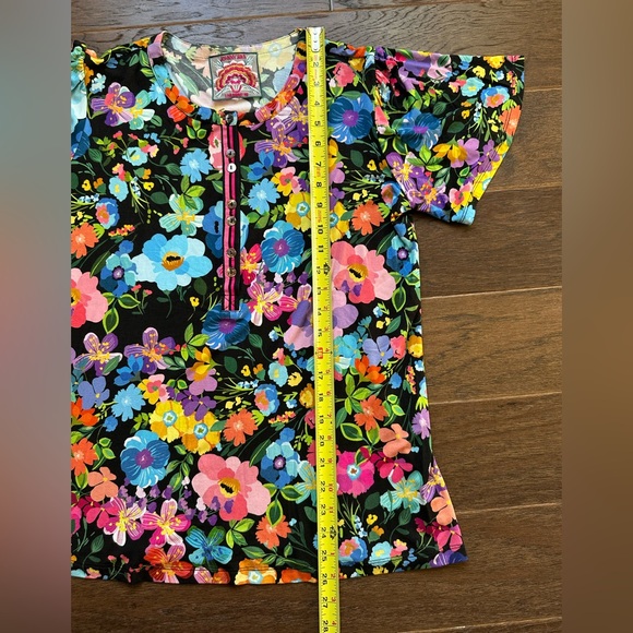 Johnny Was Wild Bloom Flutter Sleeve Henley Tee - Picture 5 of 6